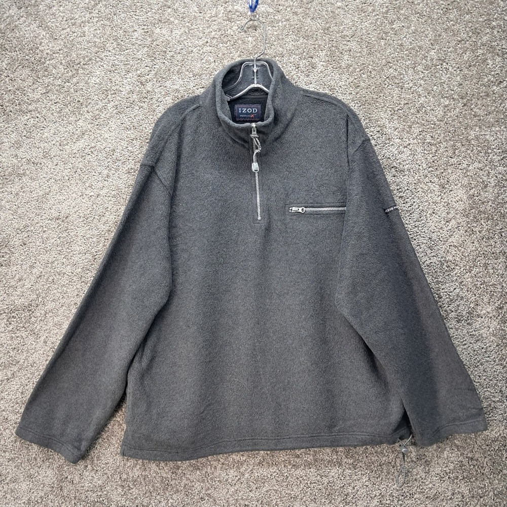 IZOD PerformX Mens XL Charcoal Gray Quarter Zip Fleece Pullover Jacket